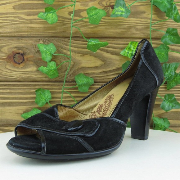 Sofft Women Peep Toe Heel‎ Shoes Black Leather Size 7.5 Medium (B, M) - Picture 1 of 6